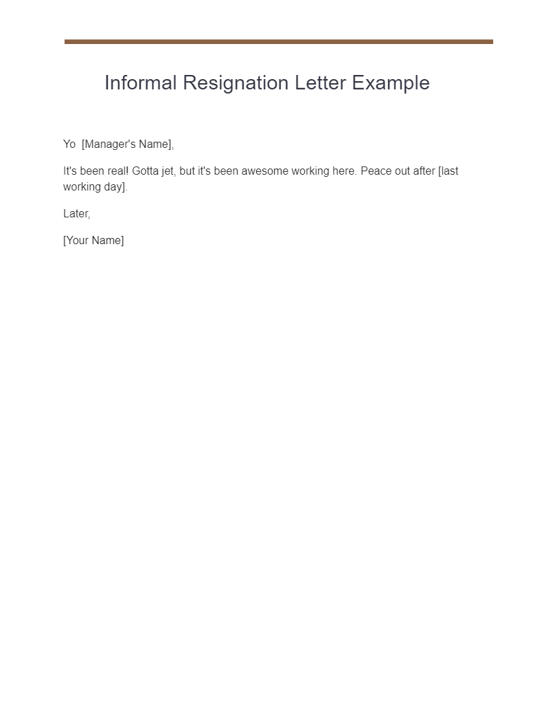 informal resignation letter example