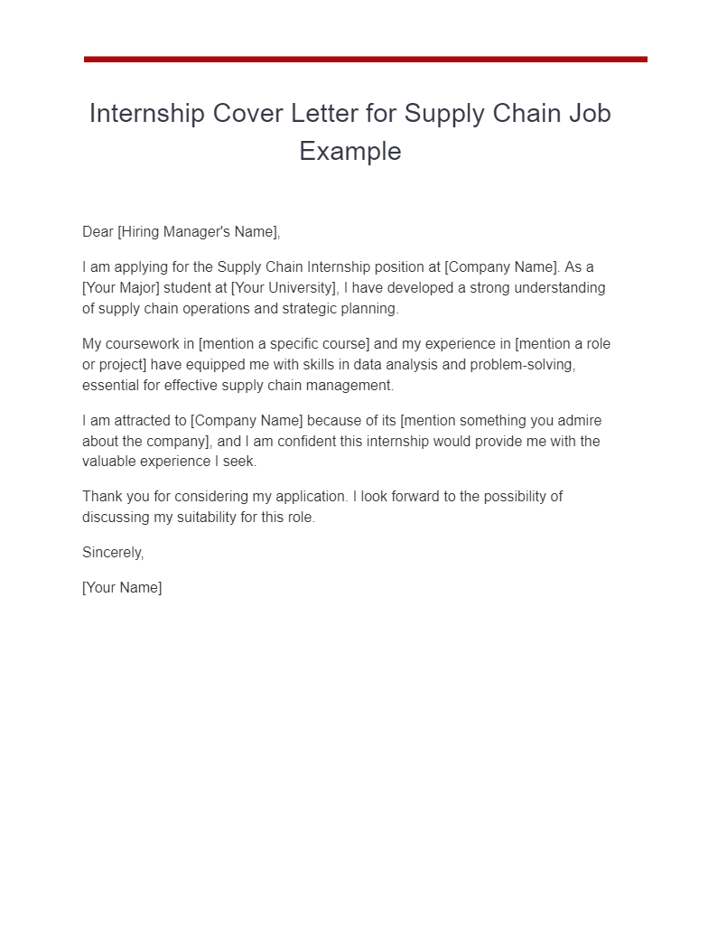 internship cover letter for supply chain job example