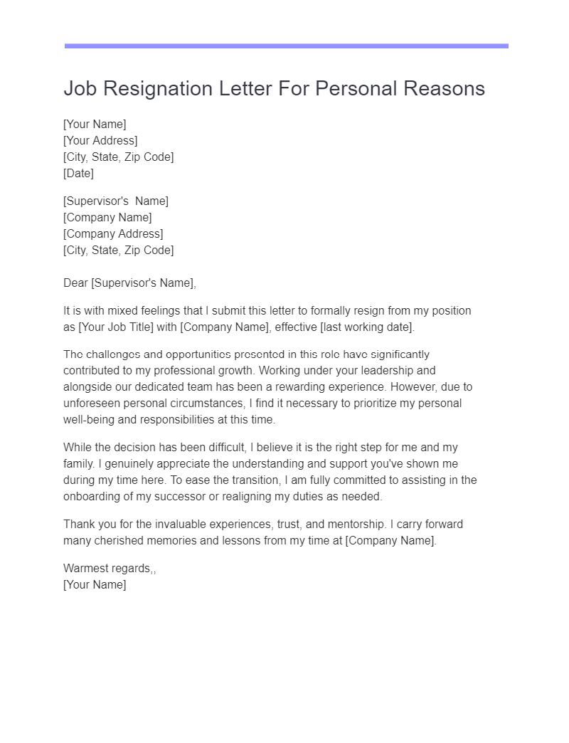 14+ Resignation Letter For Personal Reasons Examples, How to Write ...