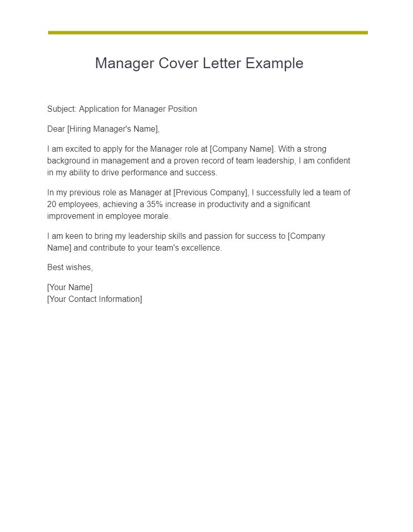 manager cover letter example