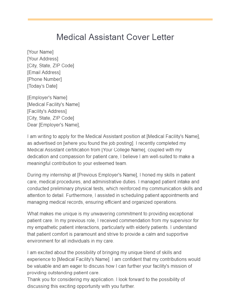 medical assistant cover letter pdf