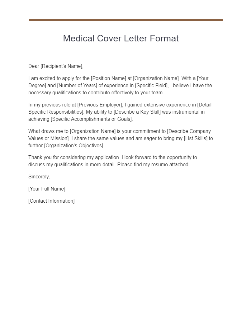 medical cover letter format