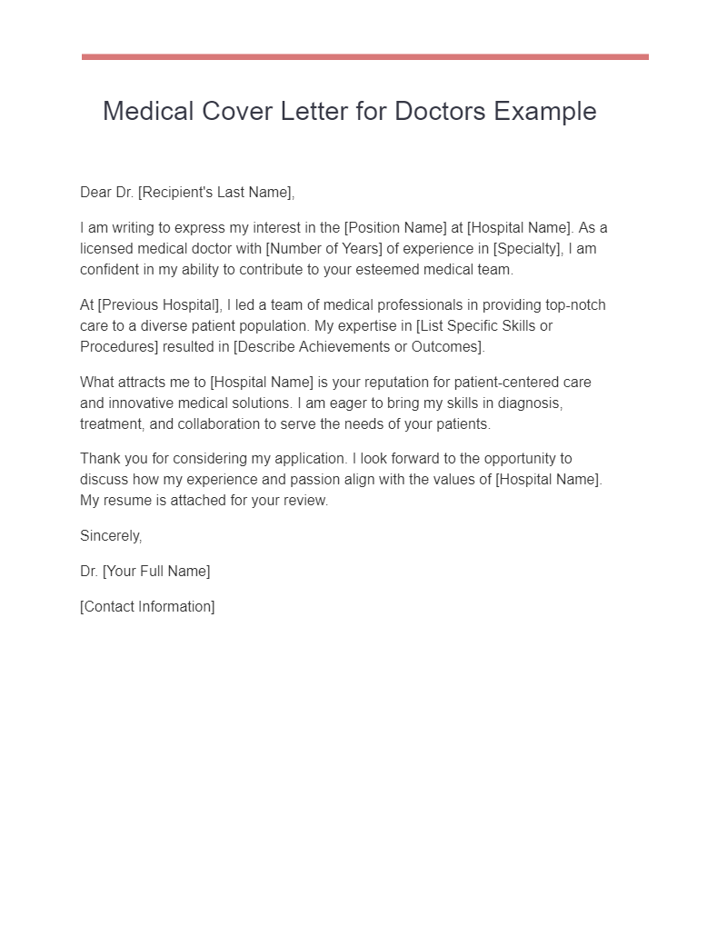 medical cover letter for doctors example