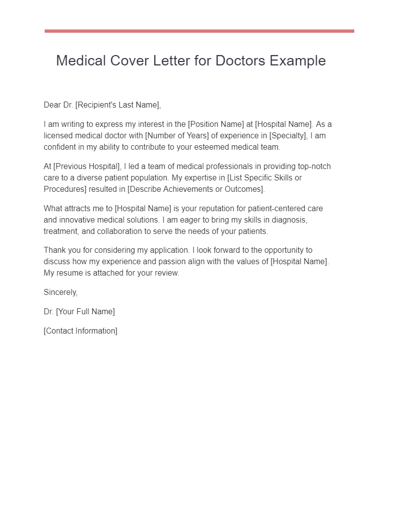 medical representative cover letter example