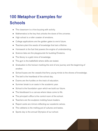 Metaphor Examples for Schools