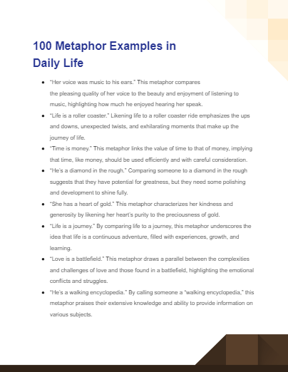 metaphor examples in daily life