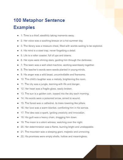 metaphor sentence examples