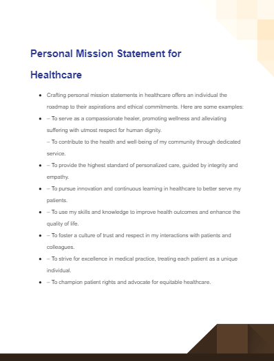 mission statement examples for healthcare