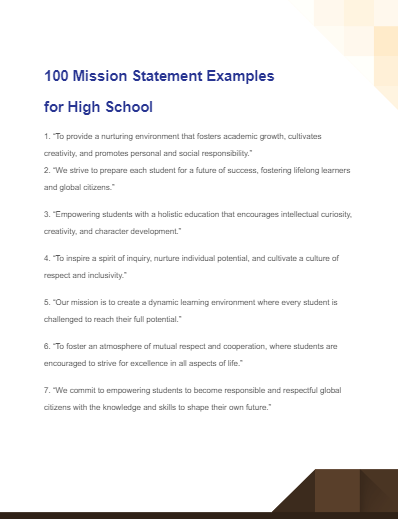 Mission Statement For High School - 99+ Examples, How To Write, Pdf