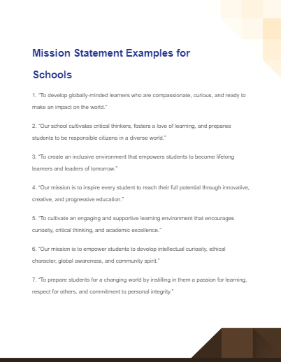 mission statement examples for schools