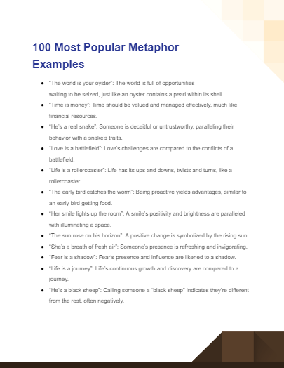 most popular metaphor examples