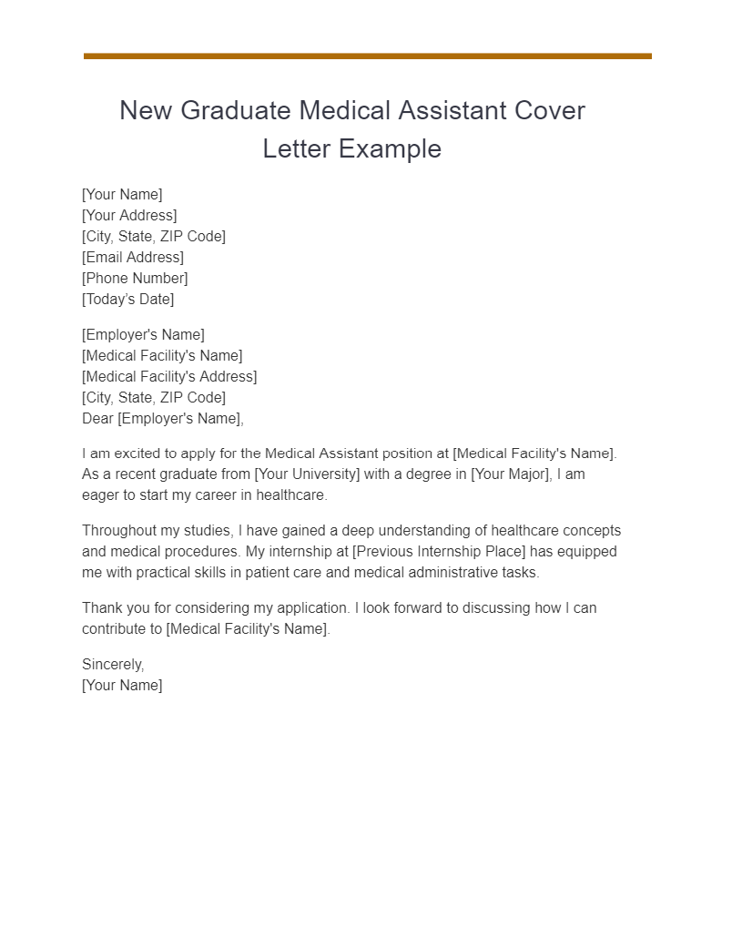 new graduate medical assistant cover letter example