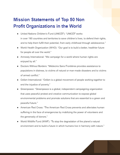 non profit mission statement examples