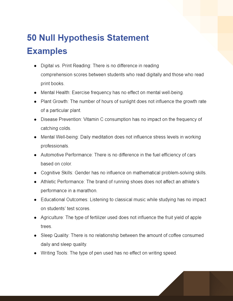 null hypothesis example in thesis