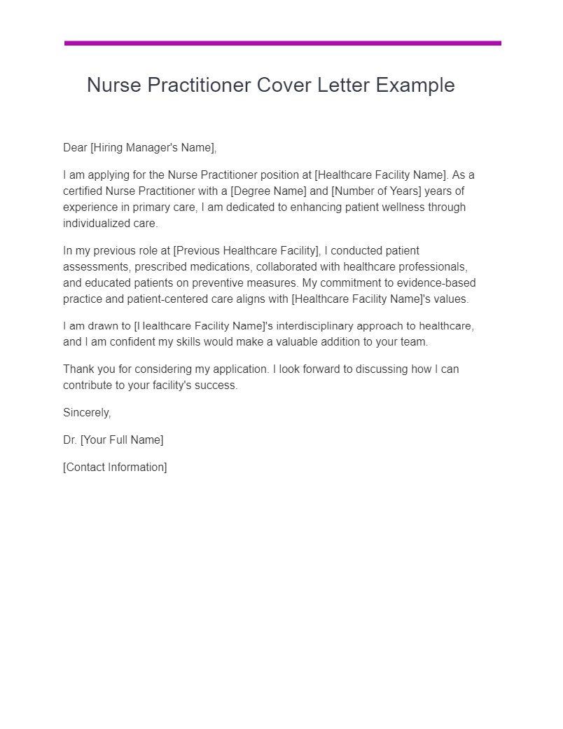 Nurse Practitioner Cover Letter - 18+ Examples, PDF, Tips