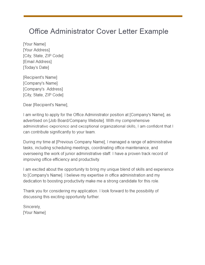 email cover letter for office assistant job