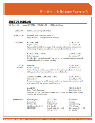 10 Part Time Job Resume Examples Free Download How To Write Tips Examples 1402