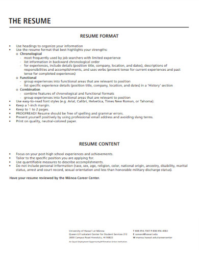 part time job resume format example