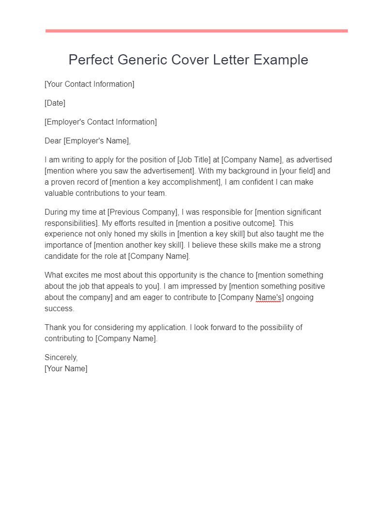 what to write in a generic cover letter