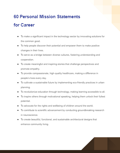 personal mission statements for career