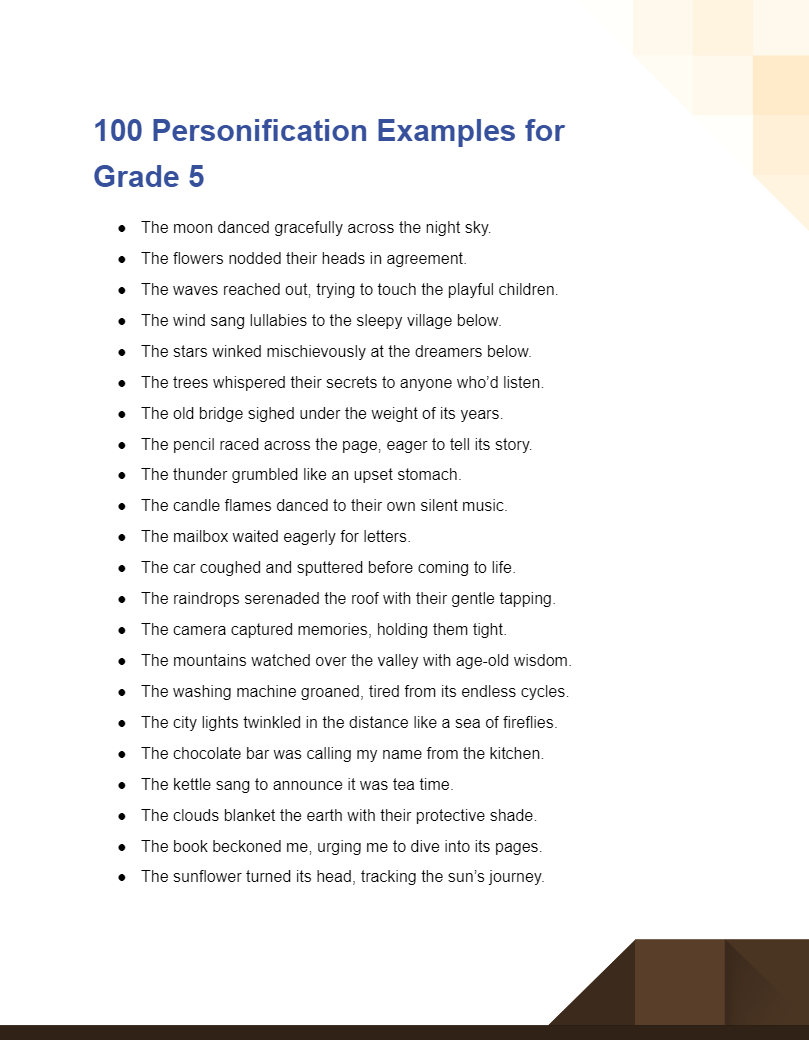 Personification for Grade 5 99+ Examples, PDF, Tips