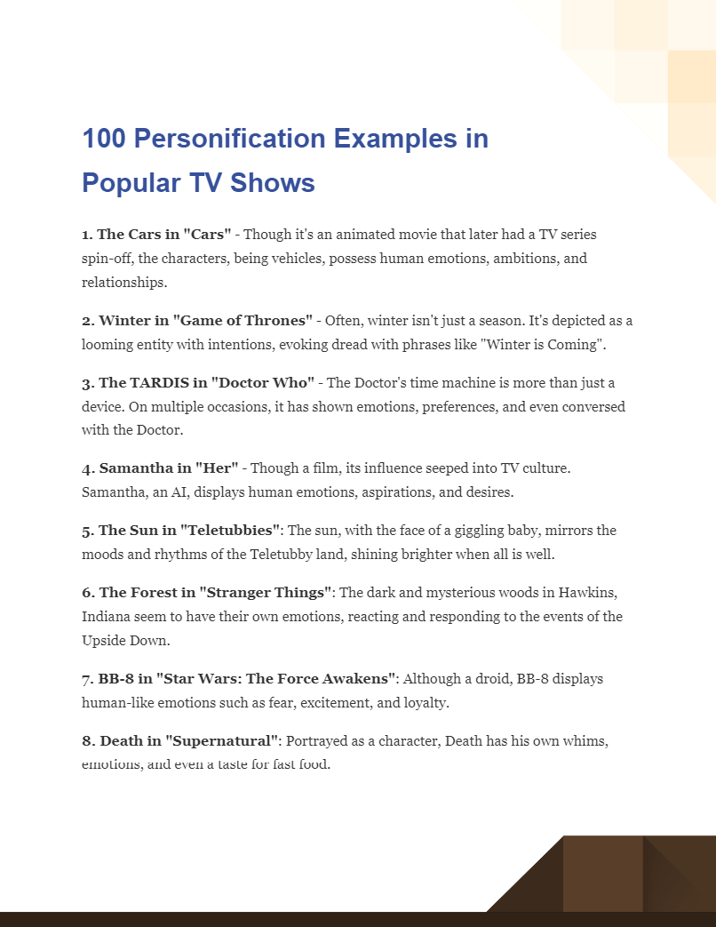 personification examples in popular tv shows