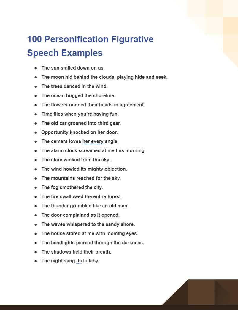 Personification Figurative Speech Examples1