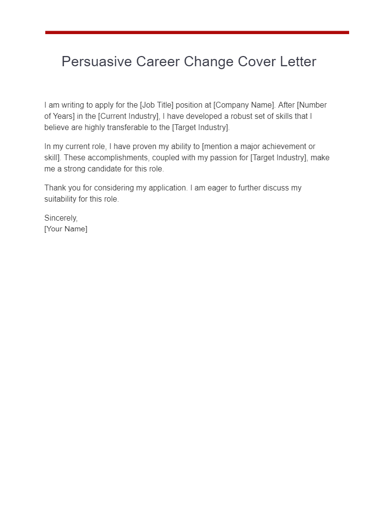 career switch persuasive career change cover letter