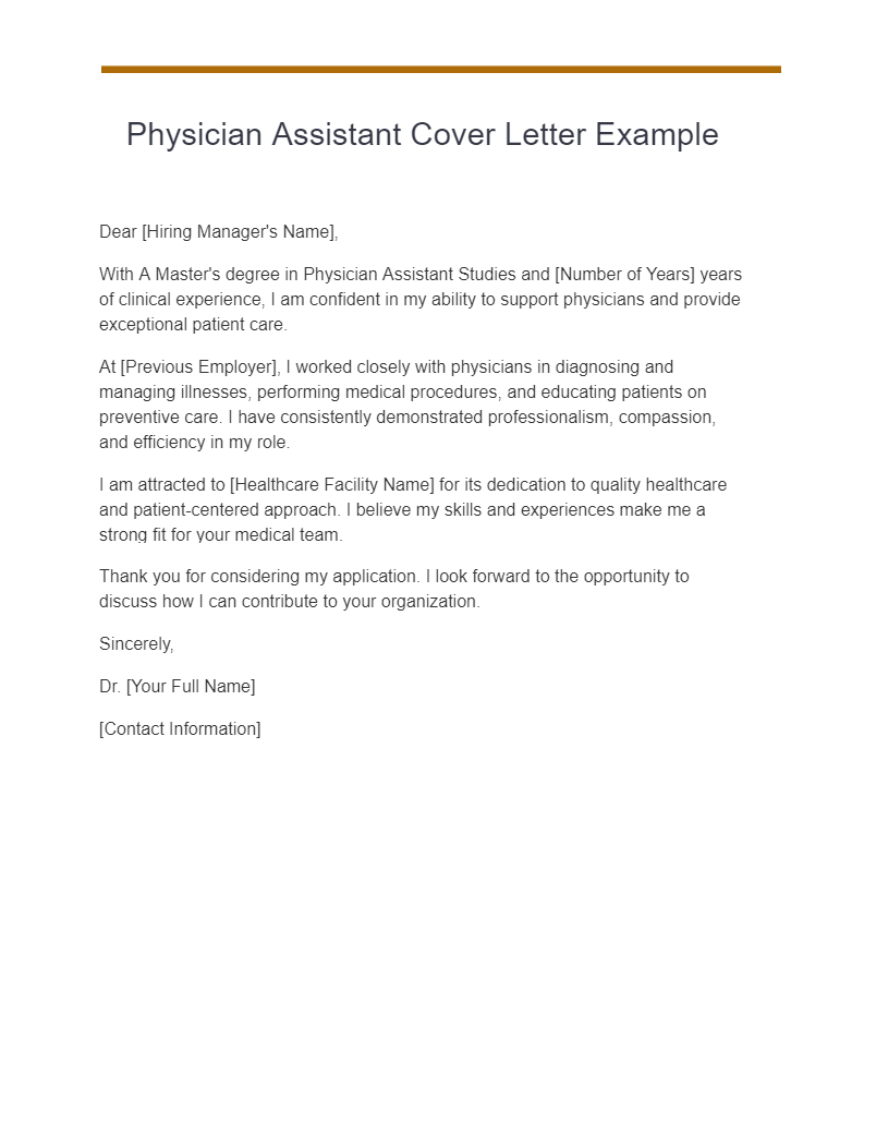 physician assistant cover letter example