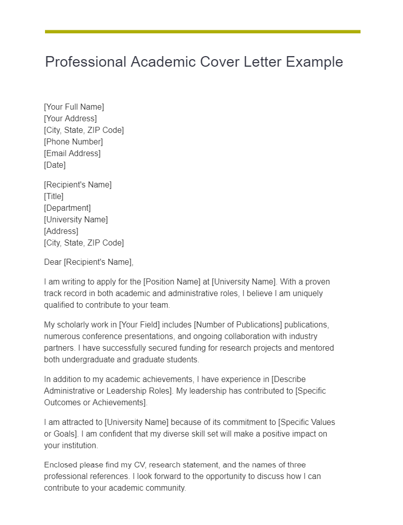 academic cover letter writer