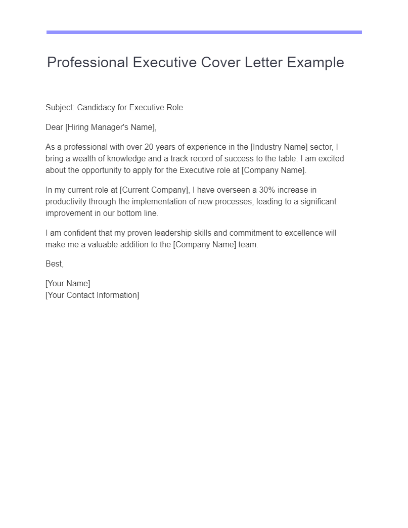 professional executive cover letter example