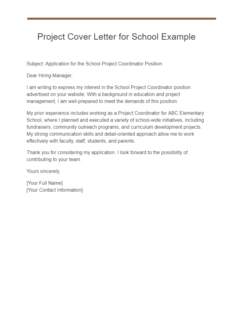 cover letter for school system