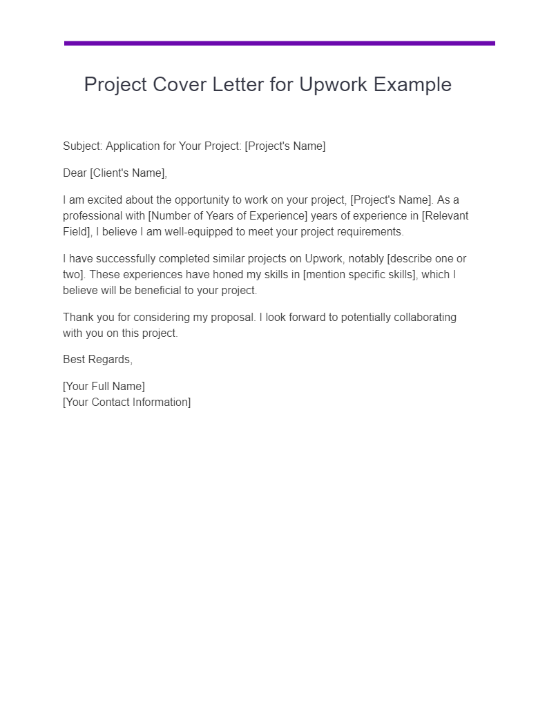 project cover letter for upwork example