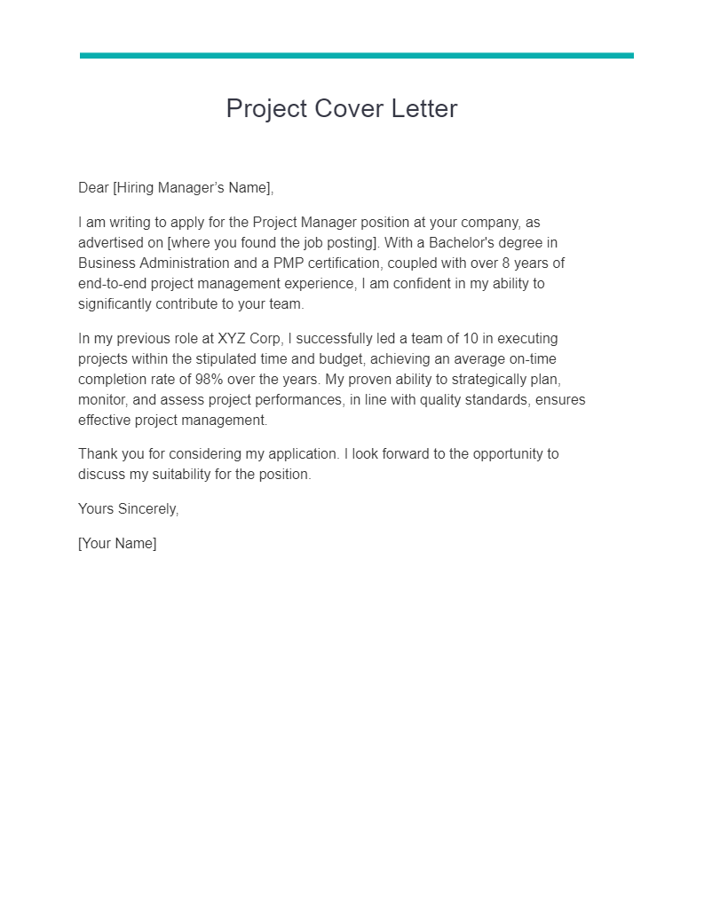 project cover letter