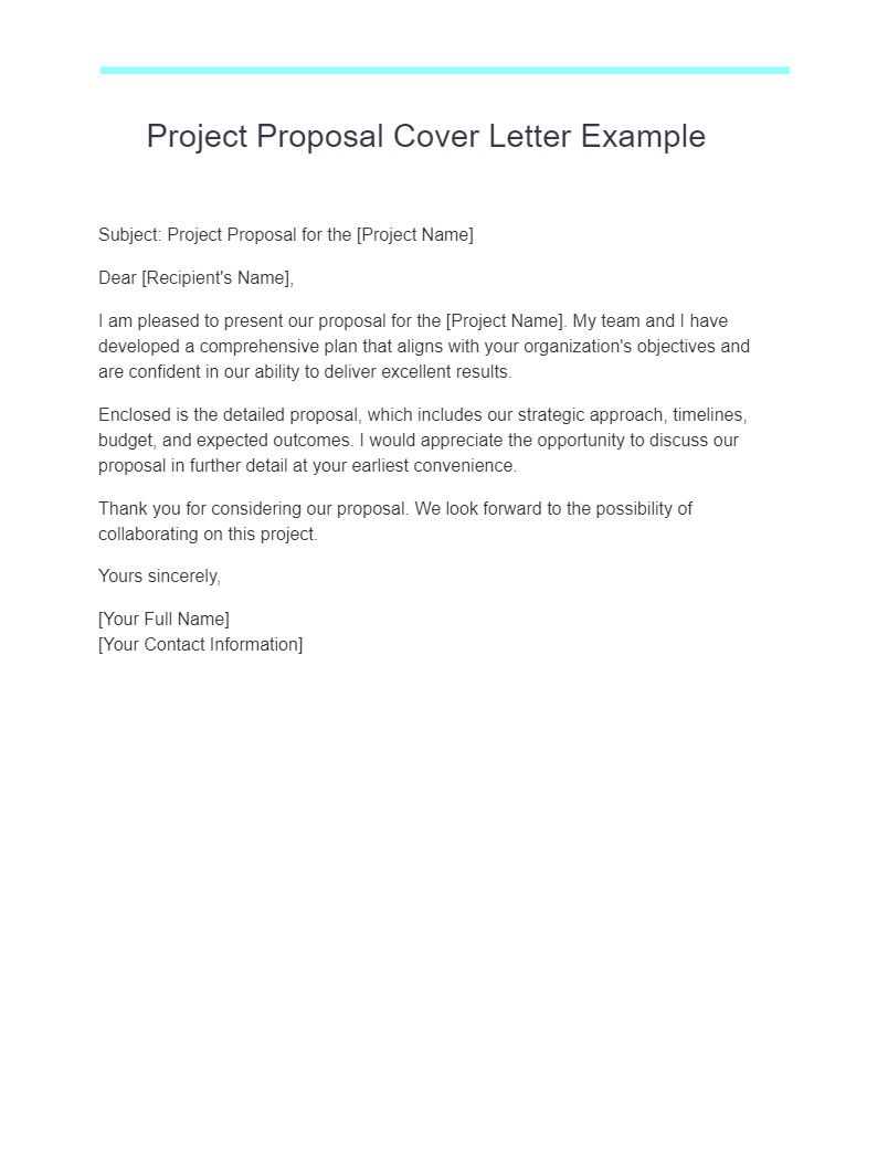 project proposal cover letter