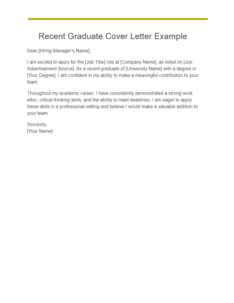 recent graduate cover letter example