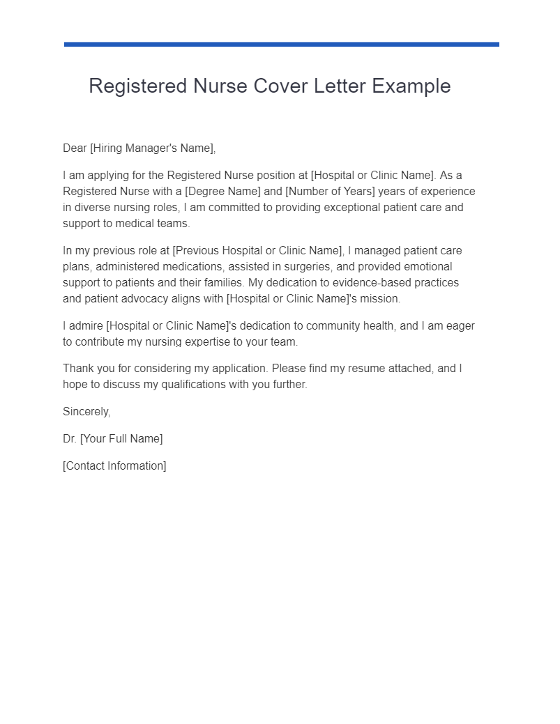 registered nurse cover letter example