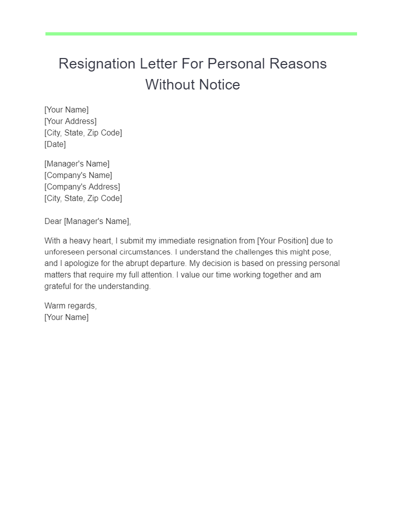 14 Resignation Letter For Personal Reasons Examples How To Write Tips Examples 