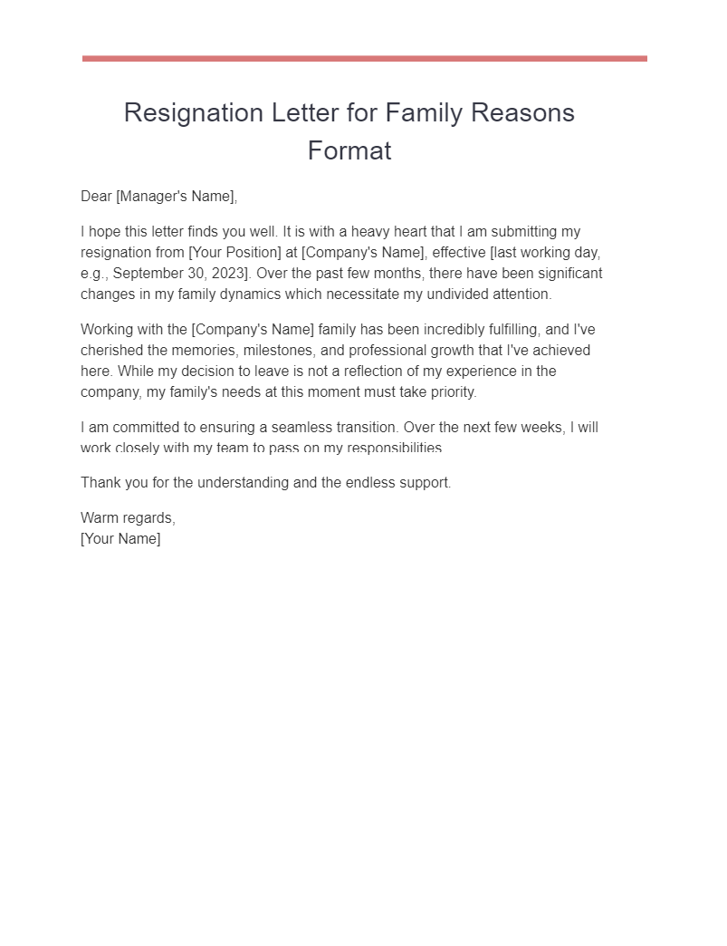 17 Resignation Letter Family Reasons Examples How To Write Tips 