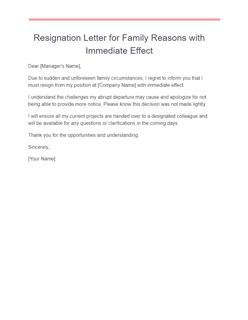 17+ Resignation Letter Family Reasons Examples, How to Write, Tips ...