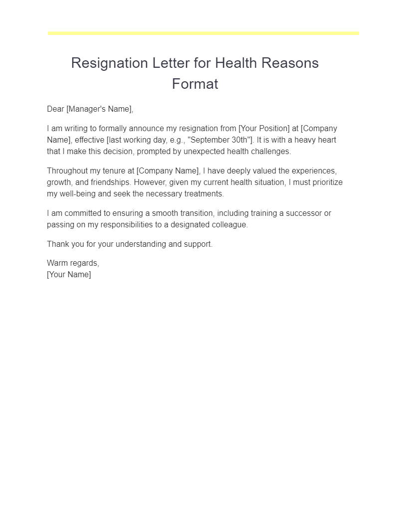 17 Resignation Letter Due To Health Reasons Examples How To Write Tips Examples 7046