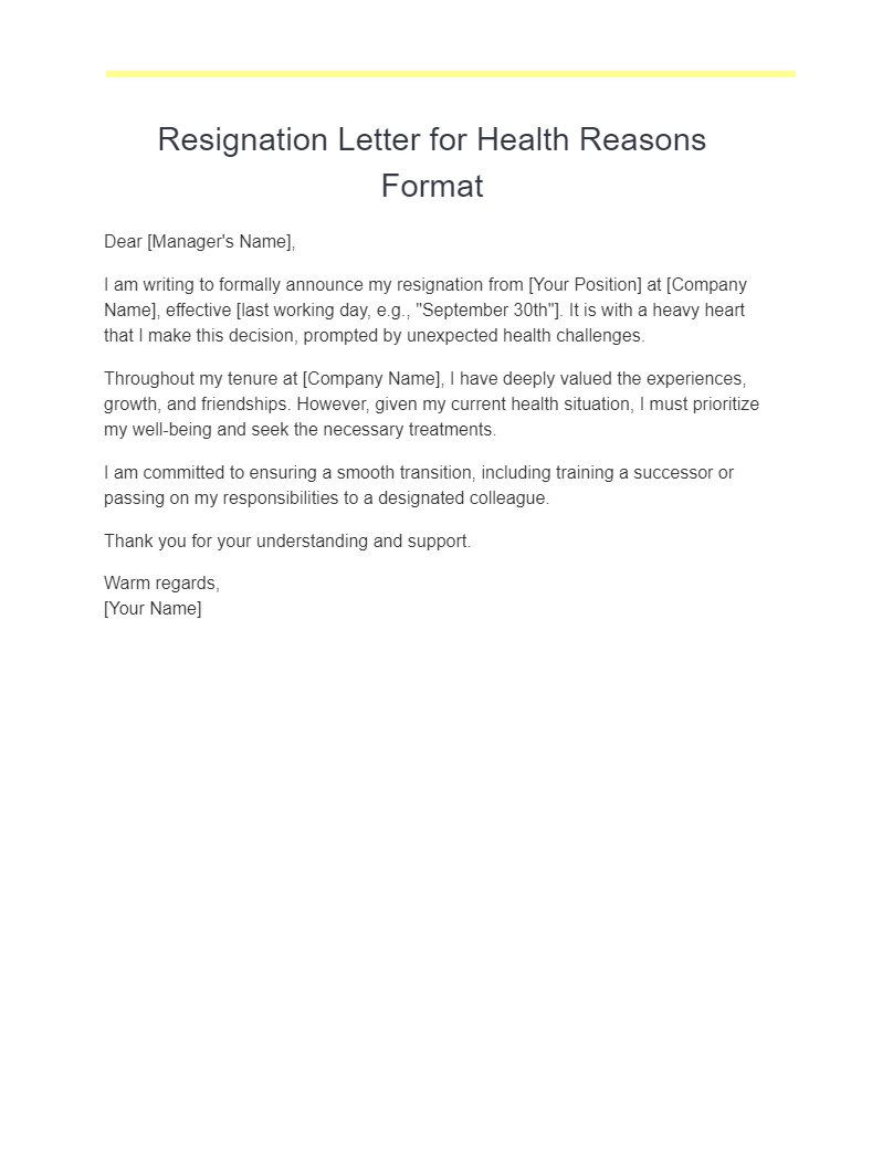 17 Resignation Letter Due To Health Reasons Examples How To Write 