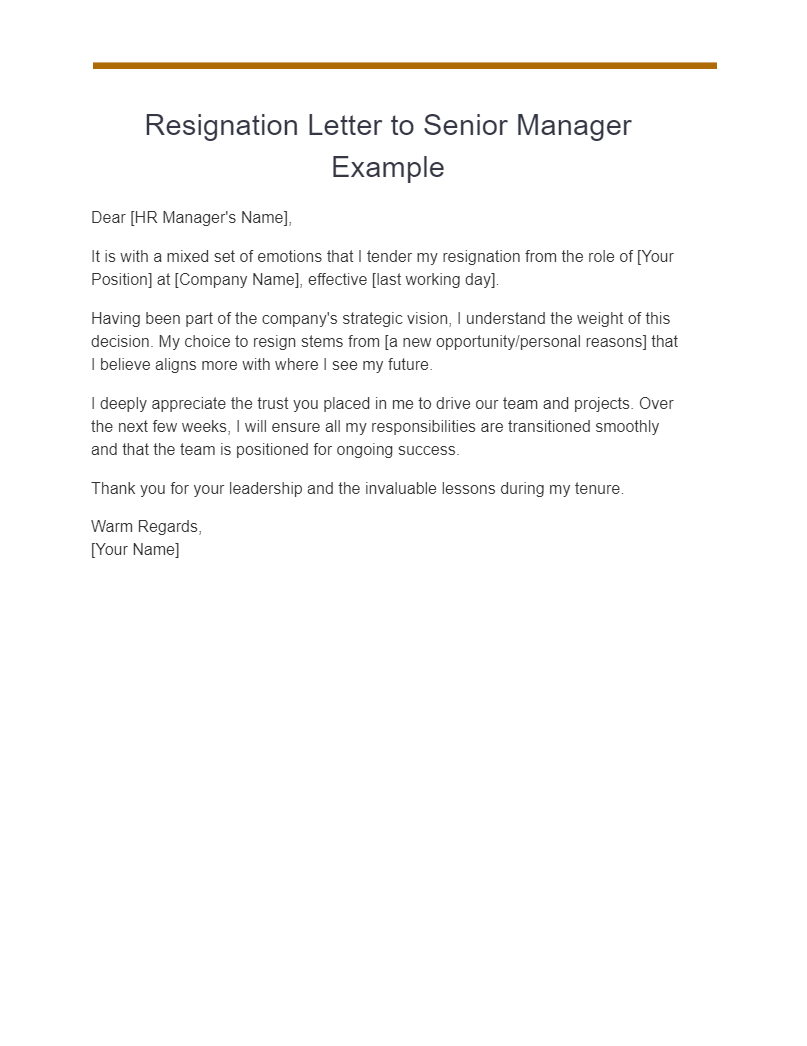 resignation letter to senior manager example