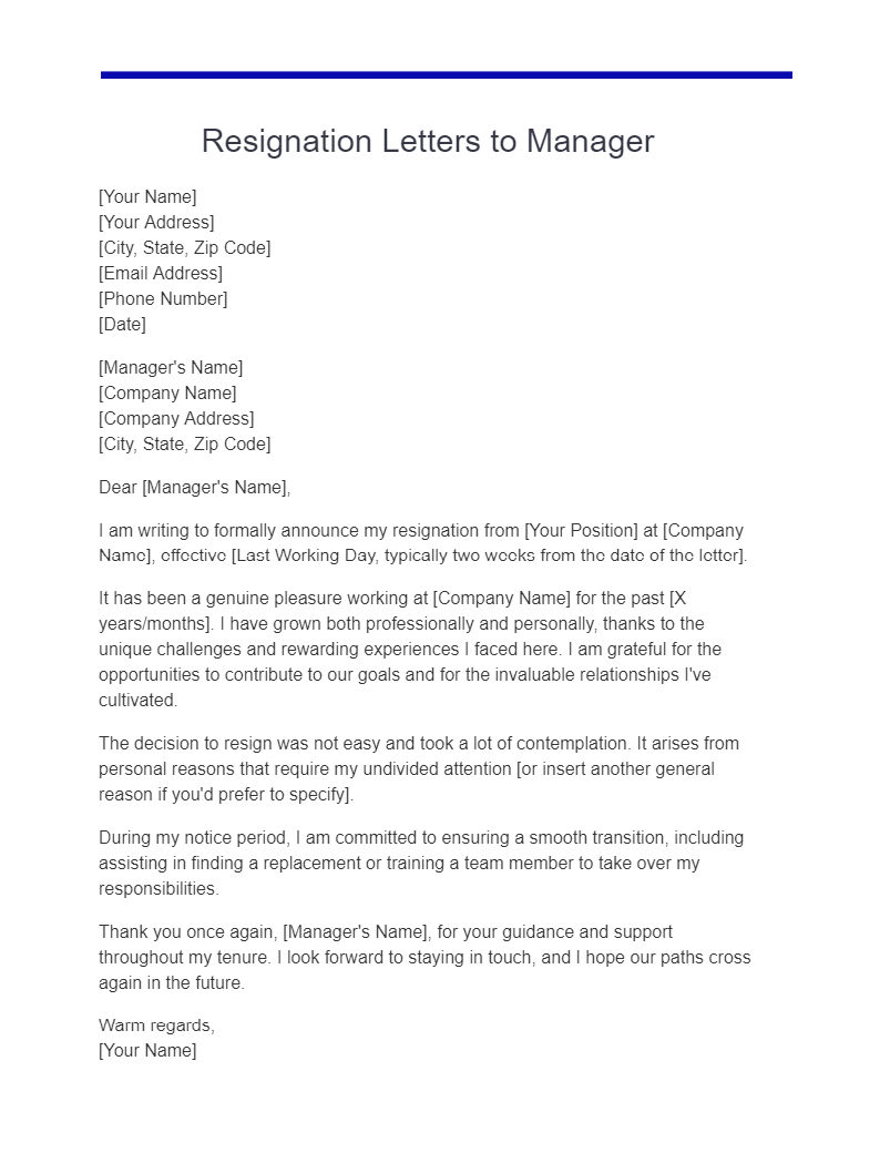 Resignation Letter to Manager Examples, How to Write, Tips | Examples