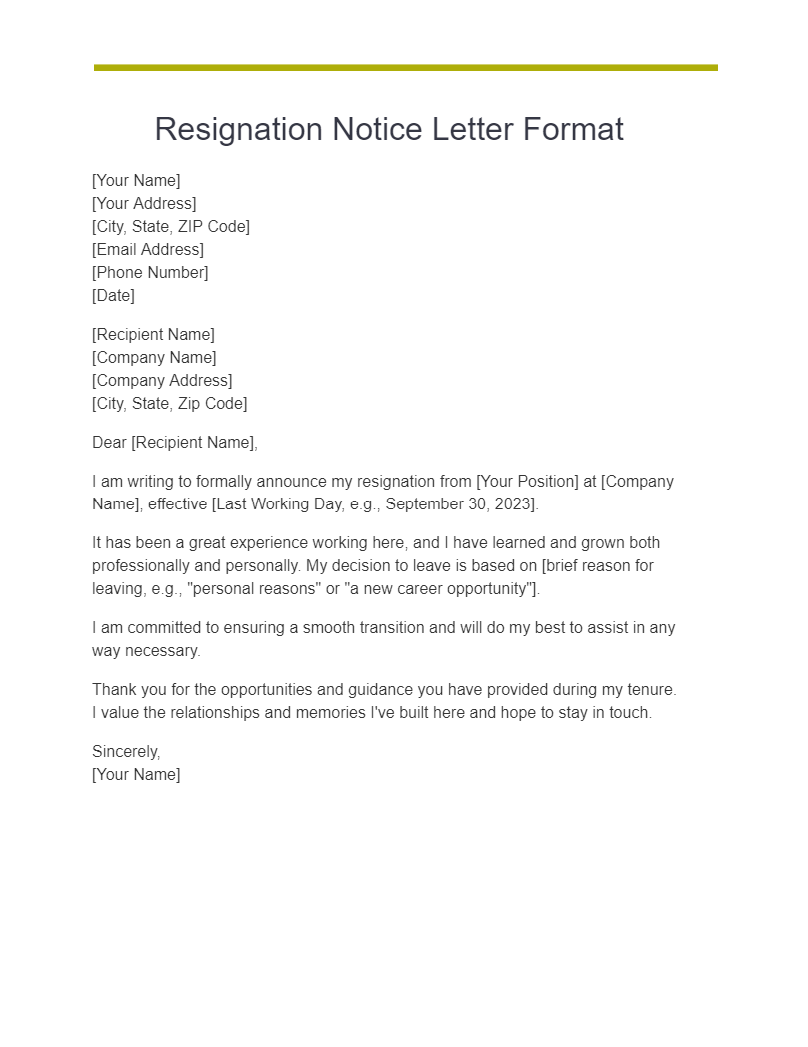 20+ Resignation Notice Letter Examples, How to Write, Tips | Examples