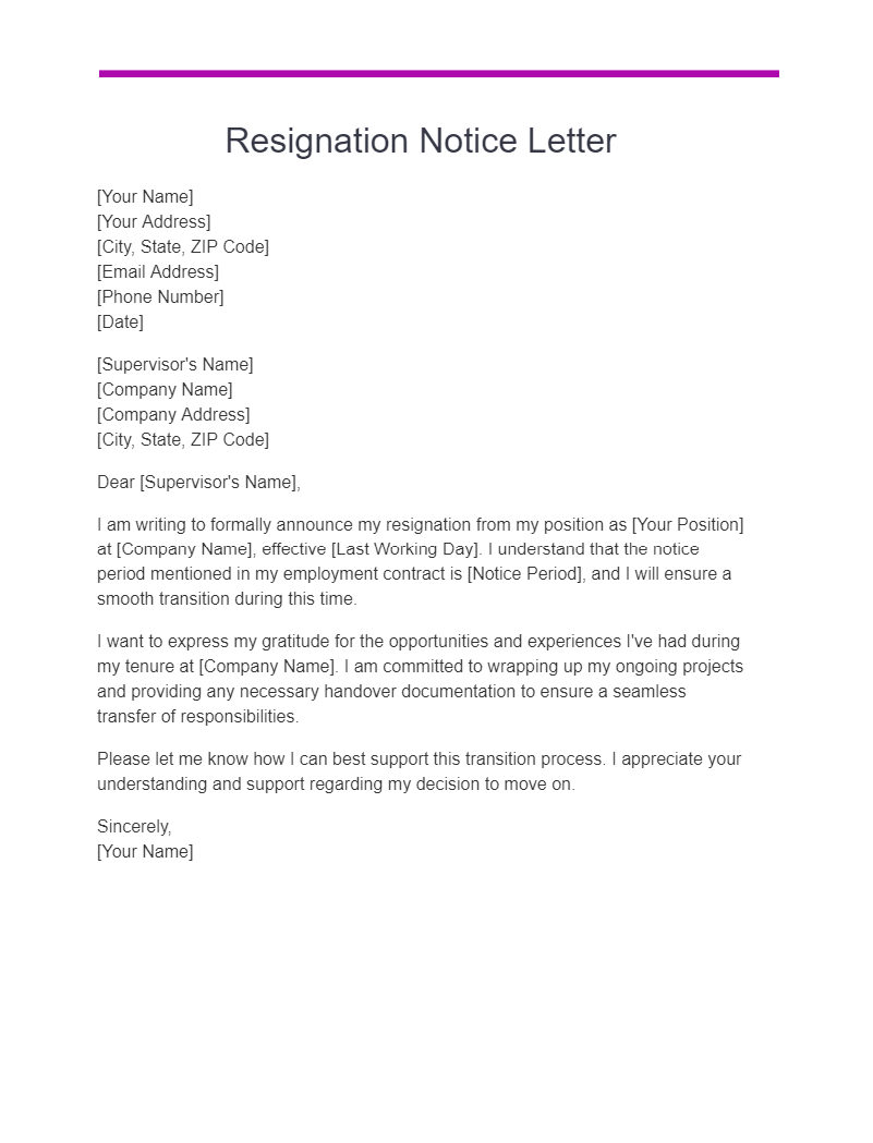 20+ Resignation Notice Letter Examples, How to Write, Tips | Examples