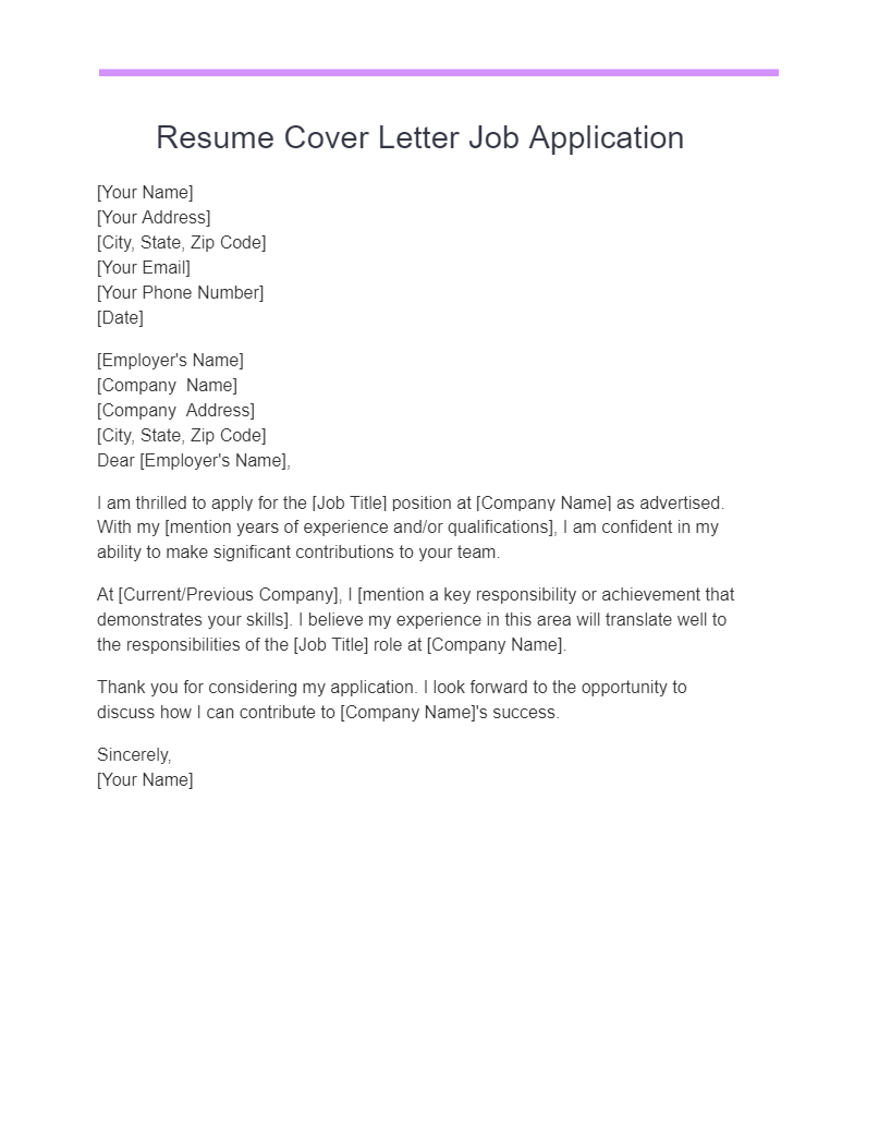 resume cover letter job application