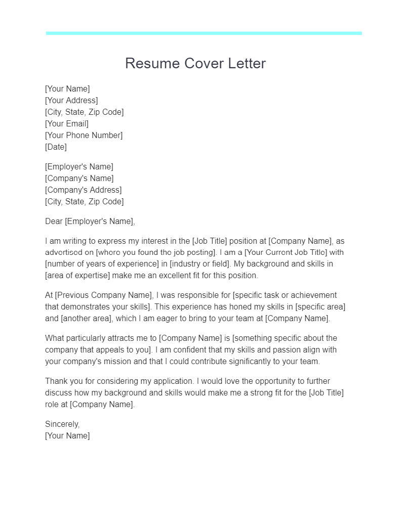 40+ Resume Cover Letter Examples, How to Write Guide | Examples