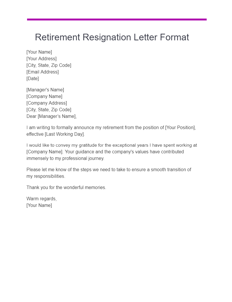 Retirement Resignation Letter Examples, How to Write, Tips | Examples