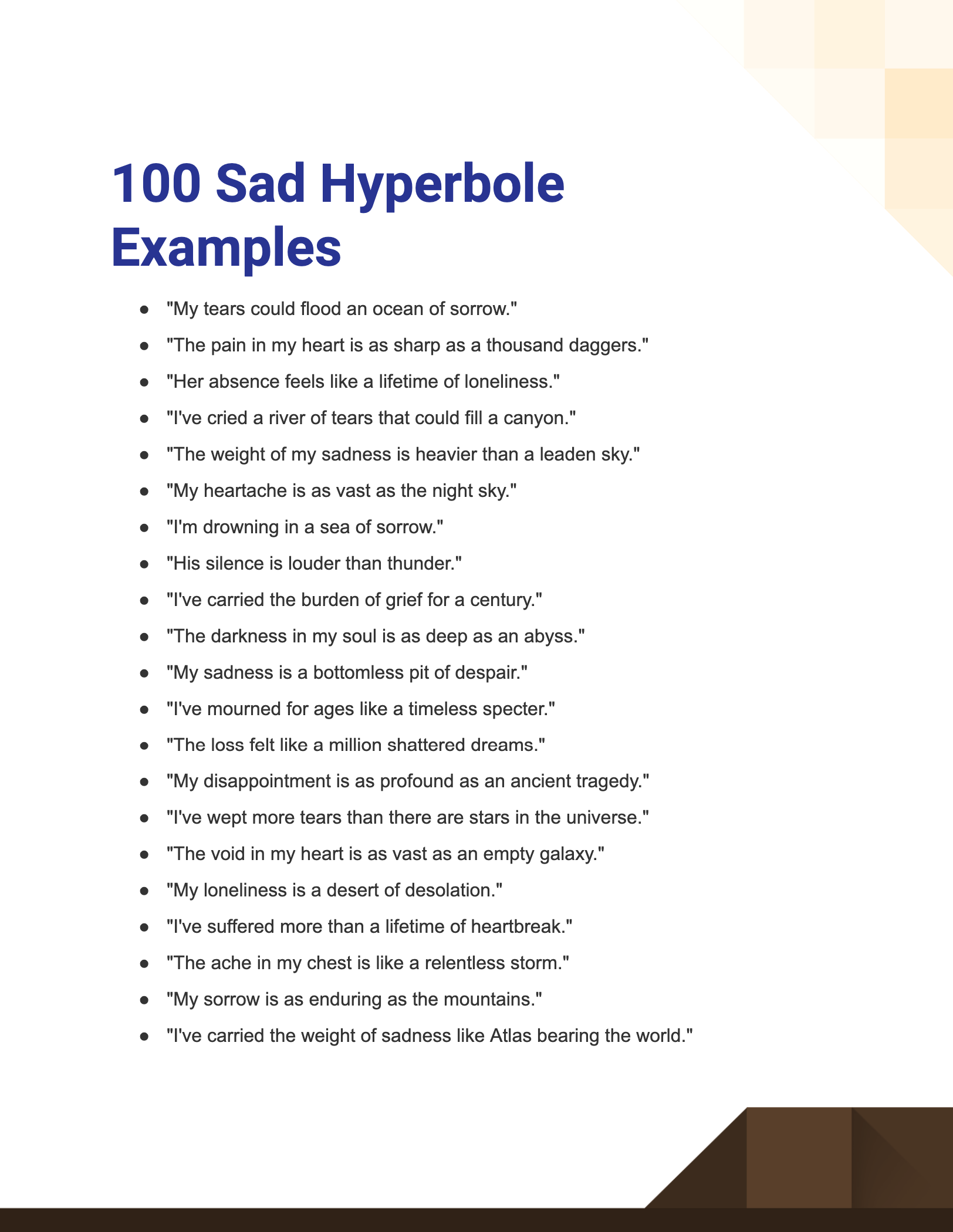 100+ Sad Hyperbole Examples, How to Write, Tips | Examples